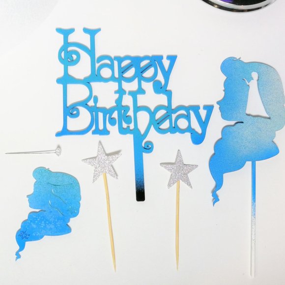 Set of 5 Hand Painted Happy Birthday Frozen - Picture 2 of 3